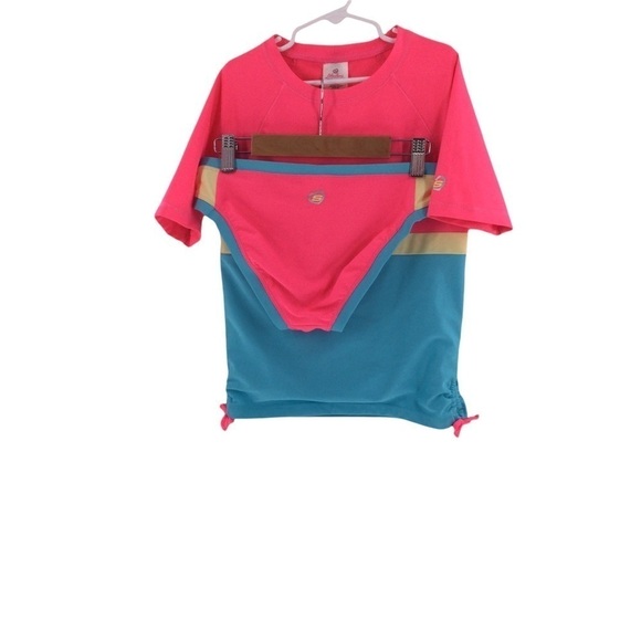#012 Sketchers Girl's Color Block Two Piece Swimsuit - Picture 8 of 10